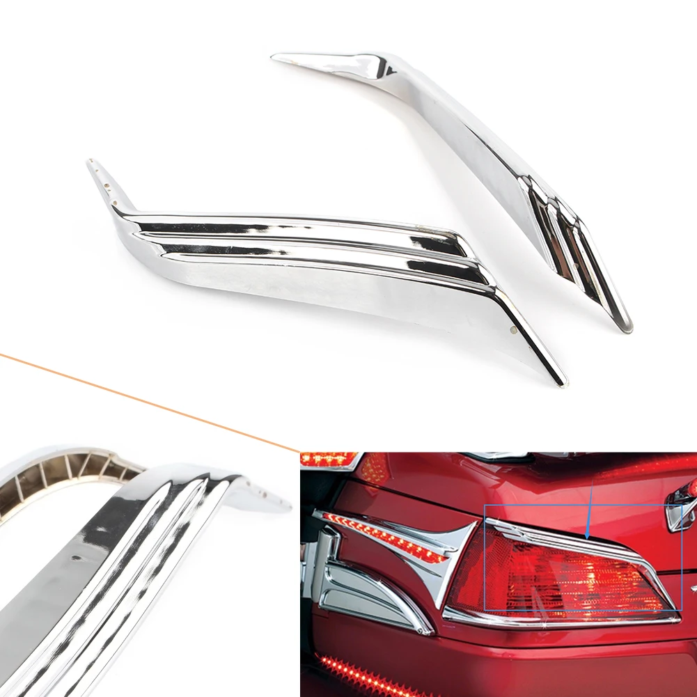 

Motorcycle Top Trunk Tail Light Decoration Trim Accent For Honda Goldwing 1800 2012 2013 2014 2015 2016 2017 Chrome