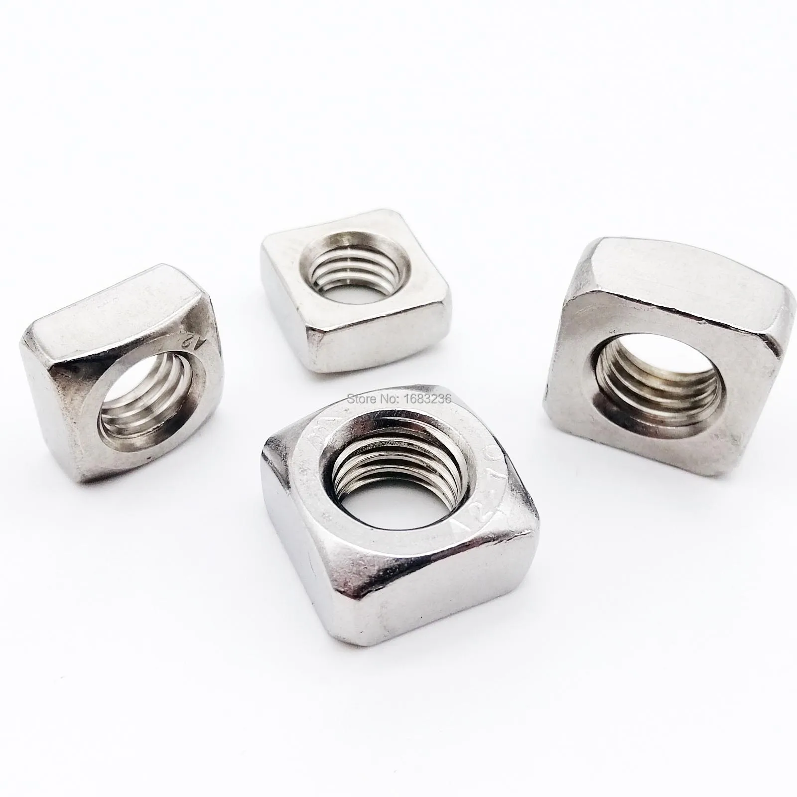 HZYUEGOU 20/50/100 Stück M3 M4 M5 M6 M8 M10 M12 DIN557 GB39 304 A2-70 Edelstahl Metrische Gewinde-Quadratmutter – Detail 7
