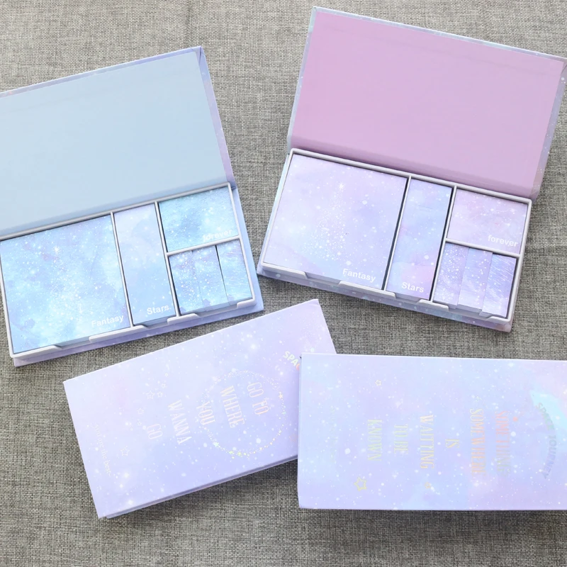 

Domikee cute creative sky stars foil office school sticky memo pad blocks multi self adhesive label tag notepads set stationery