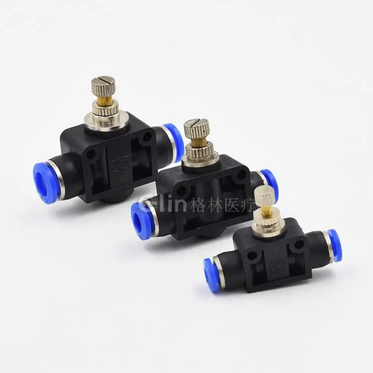 5pcs Quick Fitting 4/6/8/10/12mm Push In Pneumatic Quick Fitting with Speed Controller Valve/NSF-4/6/8/10/12 BLUE