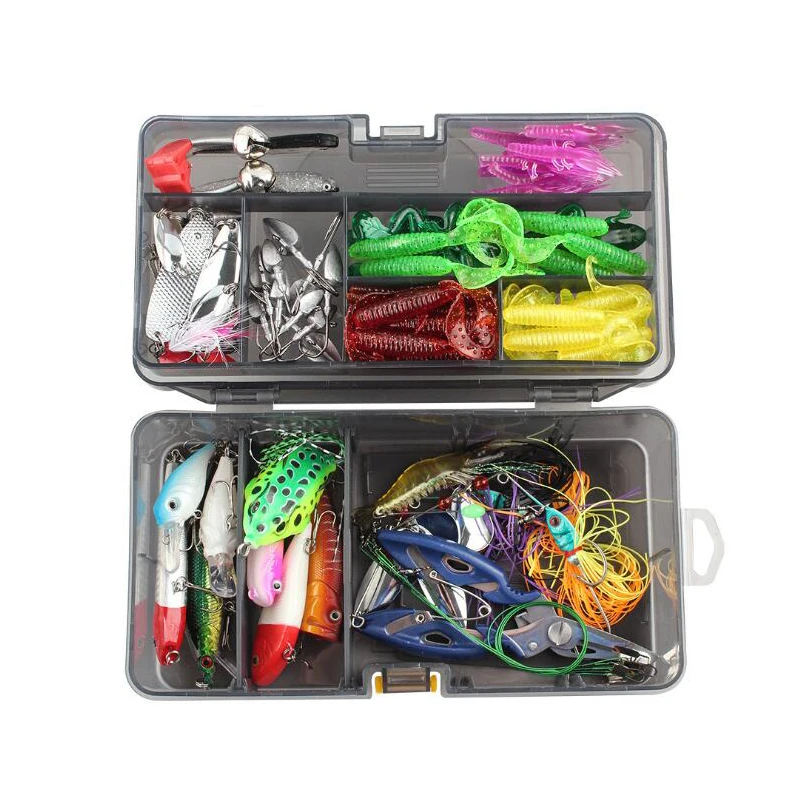 

Set Mixed 111pcs/lot Fishing Lures Frog bait and Squid Lure Quality Lifelike Fishing Tackle Wholesal