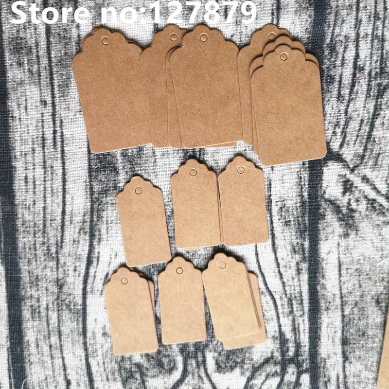 100 sztuk Kraft Paper multi-rozmiary metki ślub/dekoracja urodzinowa tag/mały prezent metka z ceną/biżuteria metka z ceną