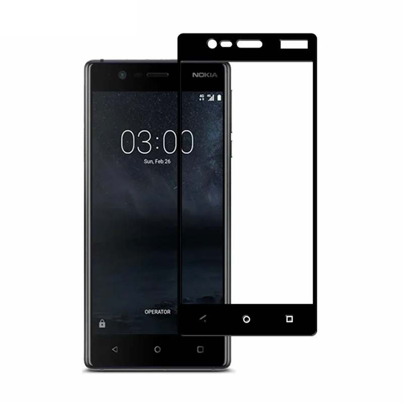 Front Tempered Glass For Nokia 3 Screen Protector for Nokia 3 Full Cover for Nokia 3 TA-1020 TA-1032 3D Curved Edge Film Guard