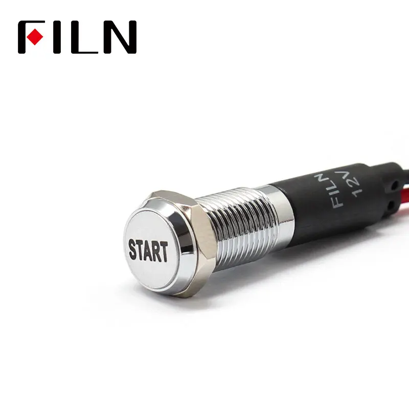 FILN 8mm Car dashboard Start tag symbol led red yellow white blue green 12v led indicator light with 20cm cable