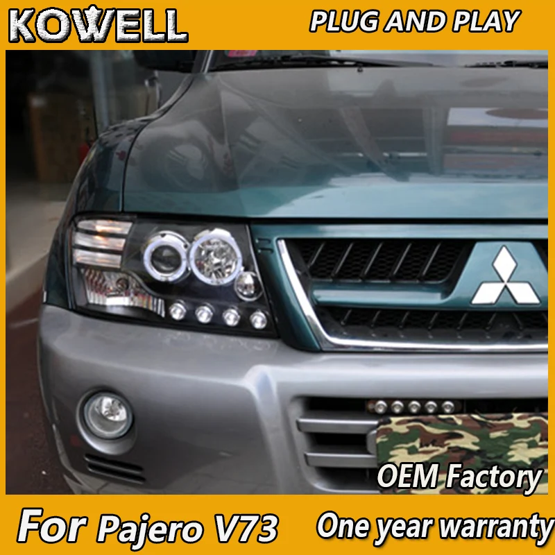 KOWELL – phare de voiture pour Mitsubishi Pajero V73, phare led avec clignotant drl HID, KIT de feux de croisement à lentille bi-xénon