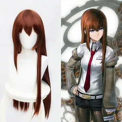 Anime Steins Gate Makise Kurisu Christina Assistant Auburn Straight 100cm / 1M Long Straight Synthetic Hair Cosplay Wig +Wig Cap