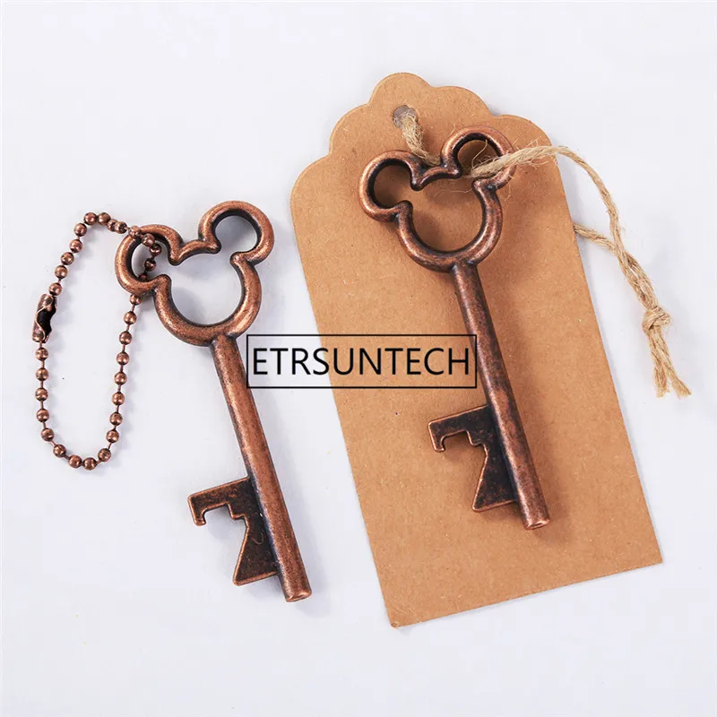 200Pcs/Lot Fast shipping Creative Wedding Favors Party Gifts Antique Bronze Key Beer Bottle Opener