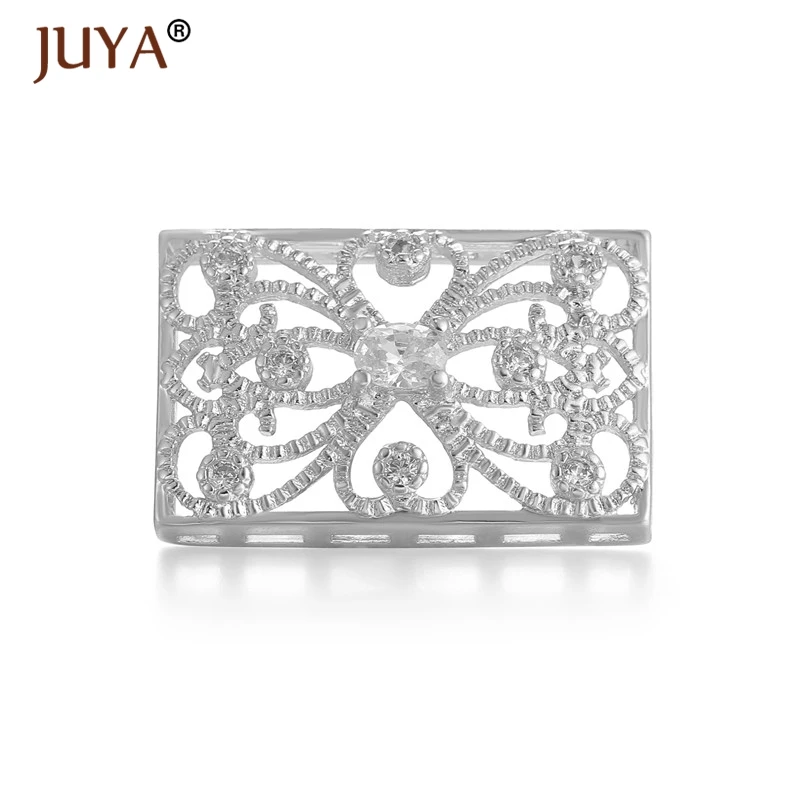 As descobertas de jóias de luxo componentes forma quadrada flor patten espaçador charme conectores para diy frisado pulseira colar peças