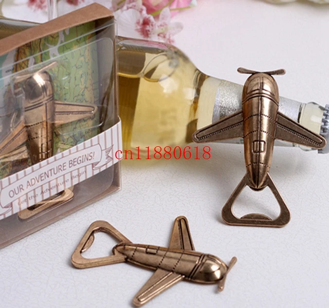 50pcs/lot Free Shipping New Design Airplane Air Plane Shape Wine Beer Bottle Opener Metal Openers