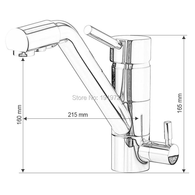 Bagnolux Smalto di Finitura Argento Osmosi Inversa Filtro Acqua Tri Flusso Tap 3 Vie Miscelatore per Lavabo A Tre Vie Rubinetto Della Cucina 3in1 Acqua di Rubinetto