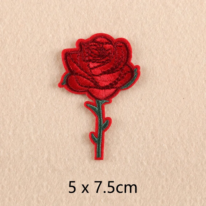 3d flower lily red rose patches embroidered applique iron applications on clothing sticker for clothes embroidery stripes badges