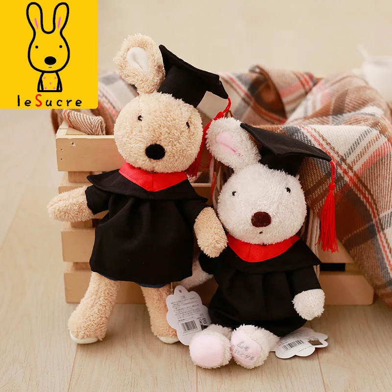 Lovely Le Sucre Dr.Rabbit Plush Dolls Soft Bunny Stuffed Animals Baby Doll Toys for Girl Student Children Graduation Gifts