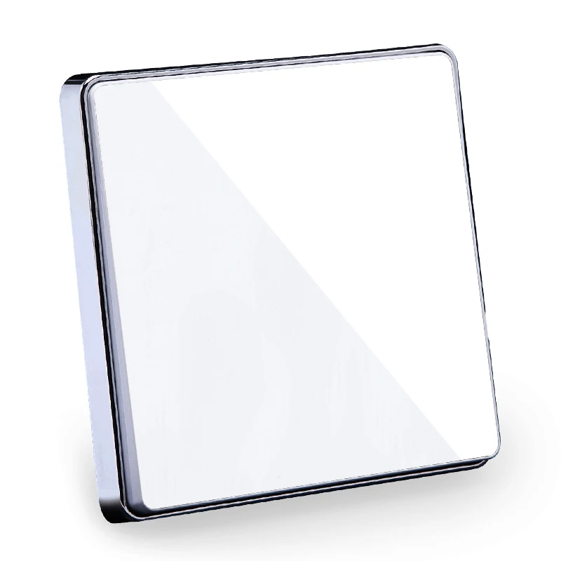 Luxury Glass Mirror Surface 1 Gang 1Way/2Way Wall Switch Home Hotel White Color 86mm Square Panel Light Switch