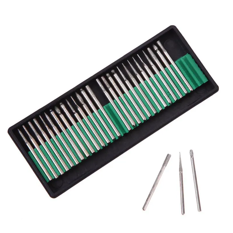 30 Stks/partij 3 Mm Diamond Bramen Bit Set Polijsten Naalden Voor Rotary Tool Graveren/Carving Mini Graveren Boren