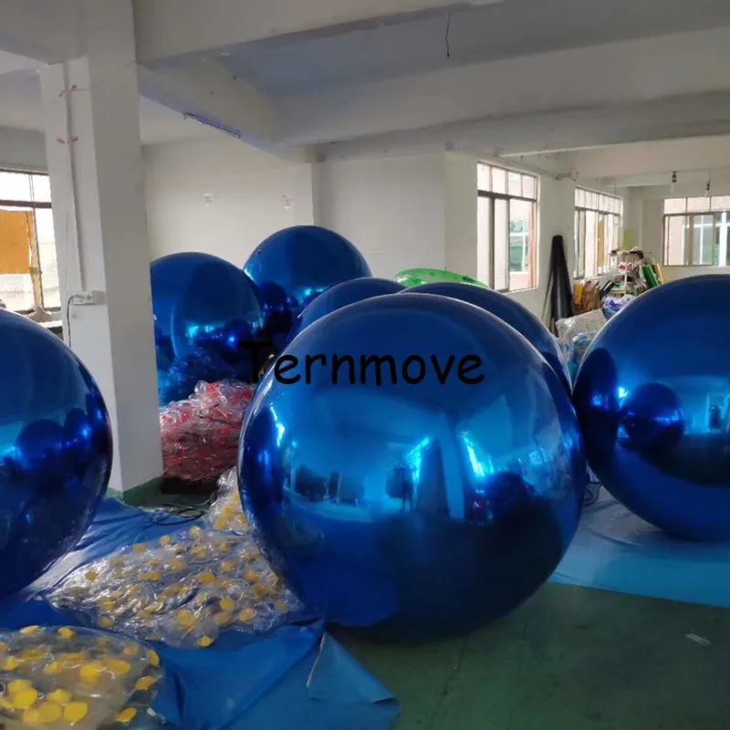 Azul PVC Inflável Bola de Cristal, decoração de Bola de Natal Espelho Bola Bola De Refletir A Luz Para Palco de Exposições