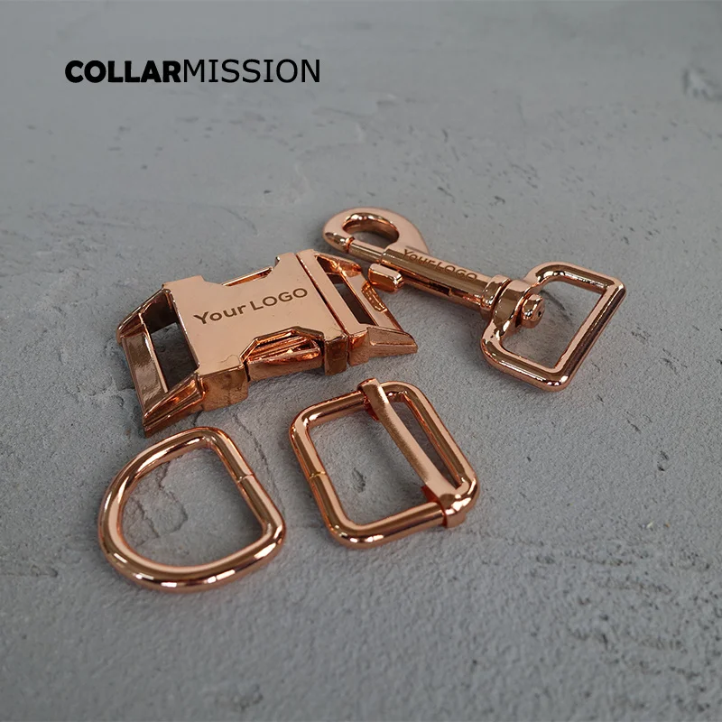 

100sets/lot (metal buckle+adjust buckle+D ring+metal dog clasp/set) 25mm diy dog collar laser engraving name customize LOGO