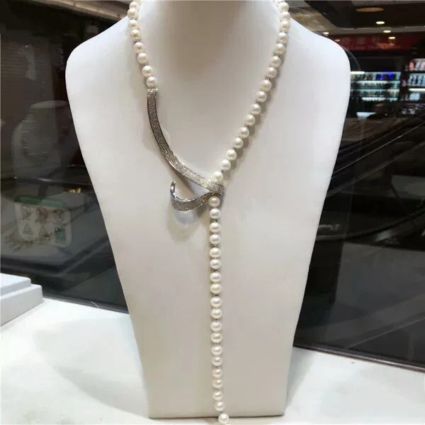 Supplies For Jewelry Wholesale Luxury AAA Zircon Rhinestone Long Pendant Connectors DIY Pearl Necklaces Jewelry Components