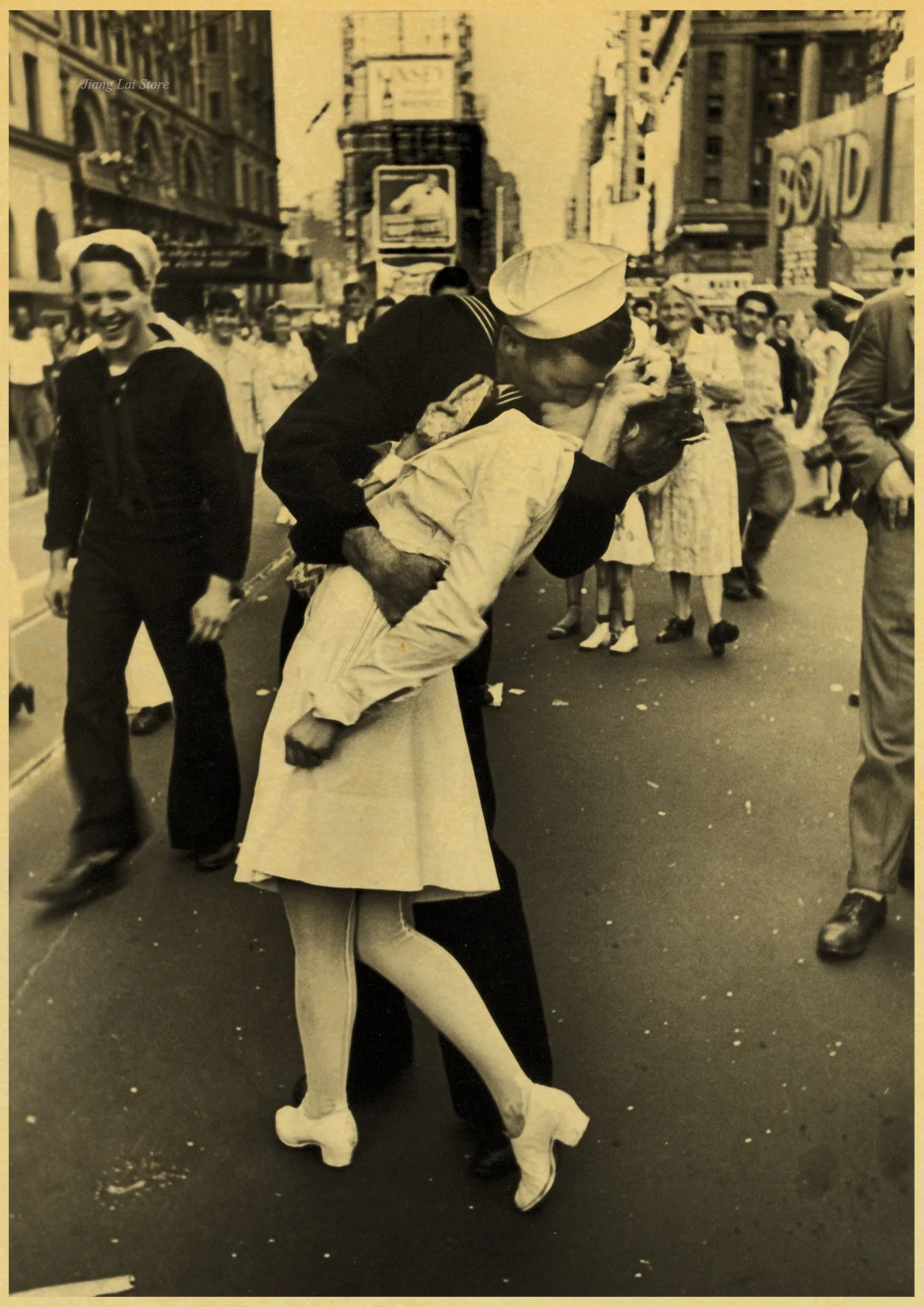 Retro Poster World War II Victory Old Photo Bar Cafe Vintage Decoration Painting Nurse Kisses Sailor Home Art