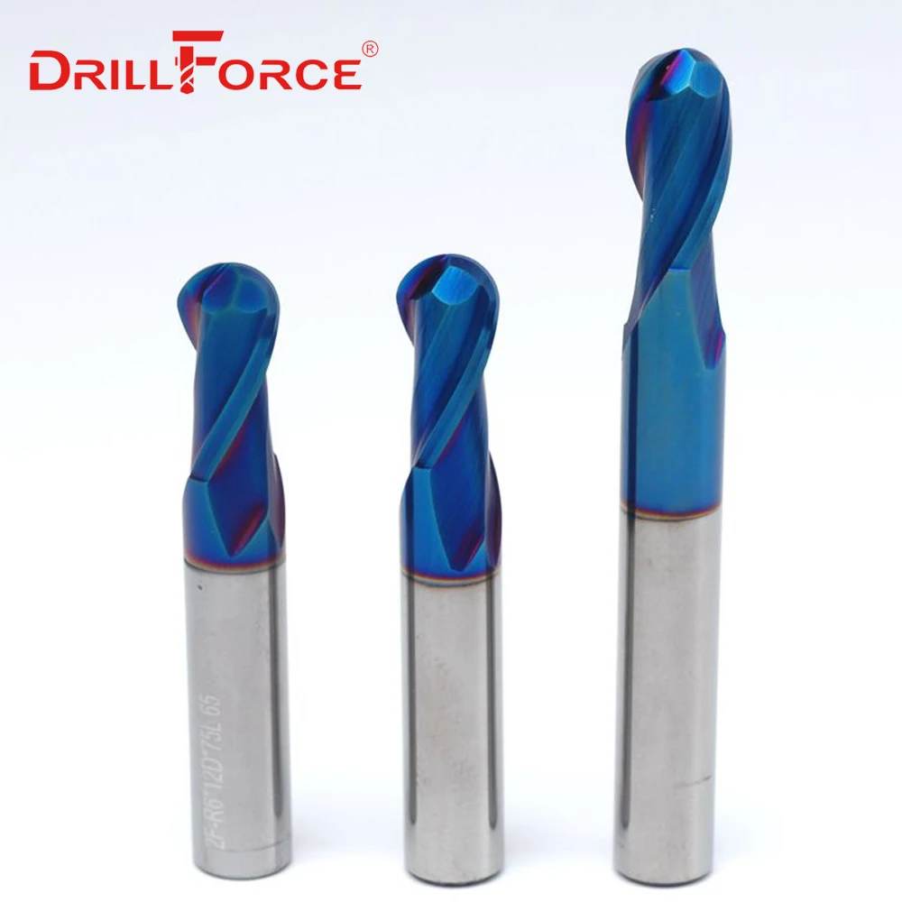 1 PC R0.5mm-R6mm HRC65 Solid Carbide 2 Flauti Sfera Naso End Macinapepe Fresa Utensili CNC (0.5 /0.75/1/1.5/2/2.5/3/3.5/4/5/6 mm)