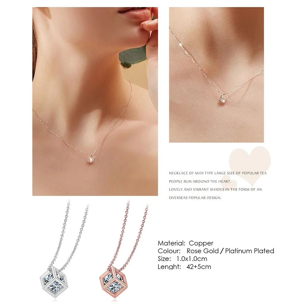 ZHOUYANG Pendant Necklaces Jewelry For Women Rose Gold Color Chain Jewellery Heart Necklace Cubic Zirconia Gift Wholesale N388