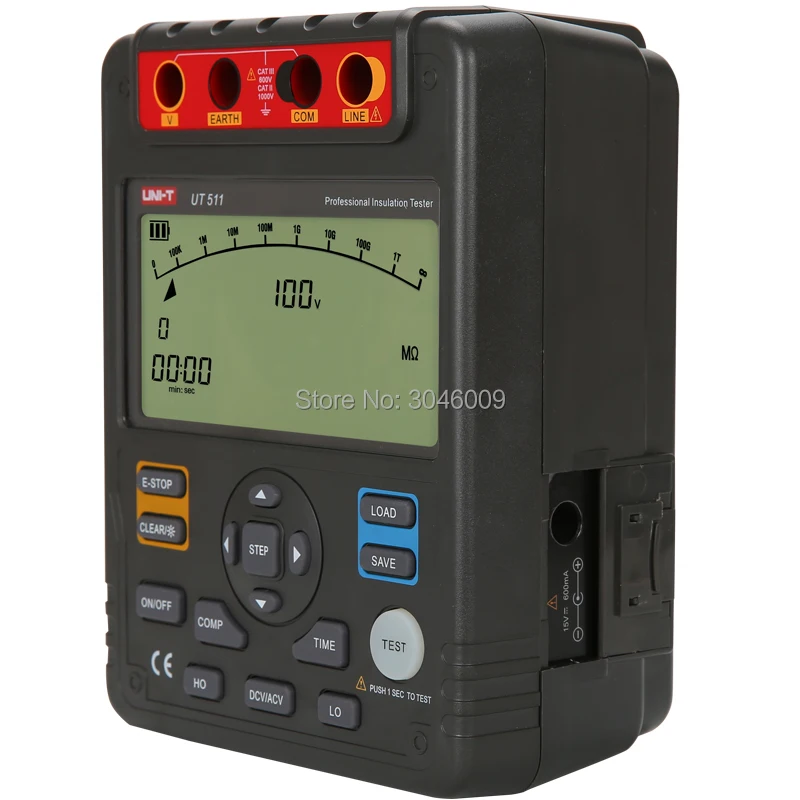 UNI-T UT511 Insulation Resistance Tester 1000V Automatic Range Digital Megohmmeter Data Storage Polarization Index LCD Backlight