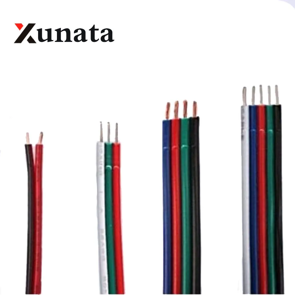 2PIN 3PIN 4PIN 5PIN RGB RGBW extension cable cord 1m/10m/20m/100m Power Cable wire 22AWG Free shipping