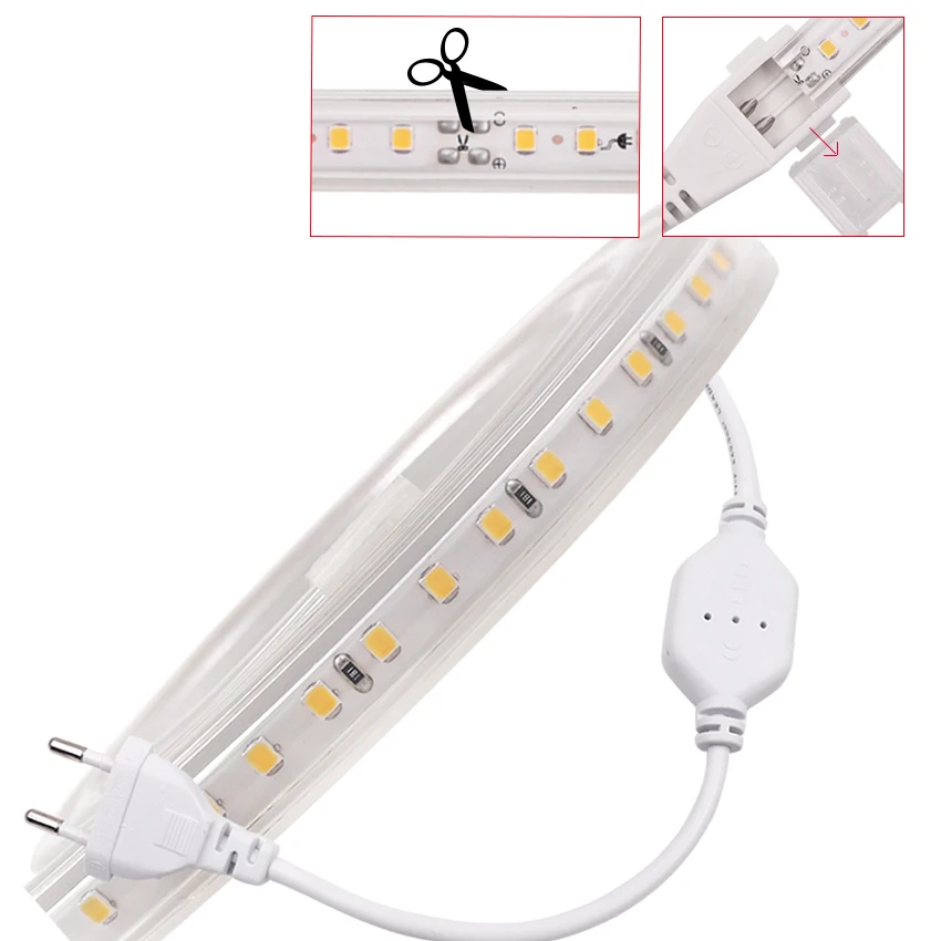 

Led Strip Light 220V 240V SMD 2835 Waterproof Flexible Led Tape 120leds/m Soft Light Cold white/Natural white/warm white No lead