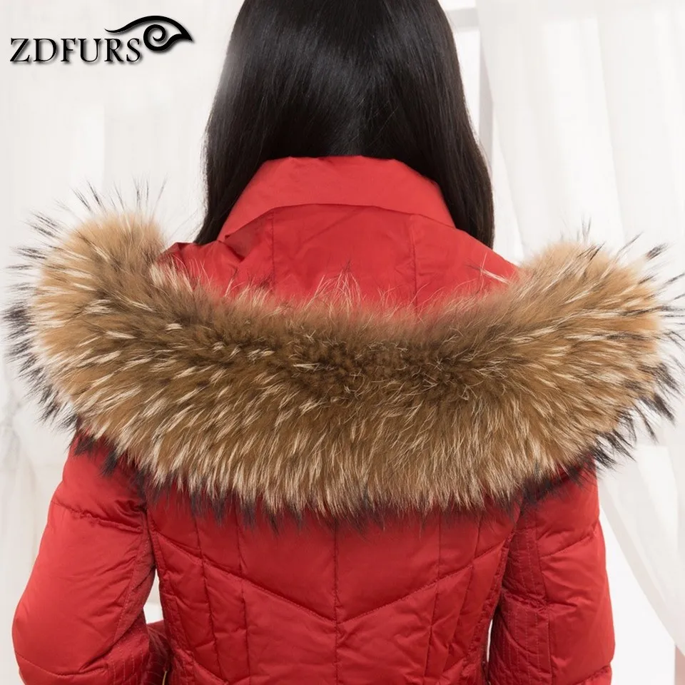 ZDFURS * Luxury Real Raccoon Fur Scarf Women 100% Natural Raccoon Fur Collar Winter Warm Fur Collar Scarves