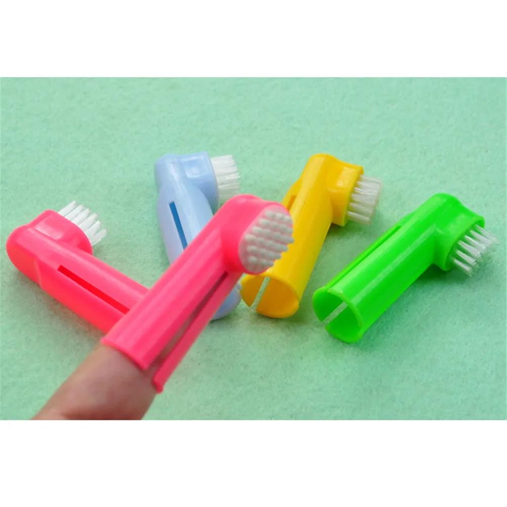 

New 1pc Cute Double Head Pet Finger Toothbrush Dog Brush Breath Teeth Care Cat Cleaning Accessories Pet Supplies Random Color