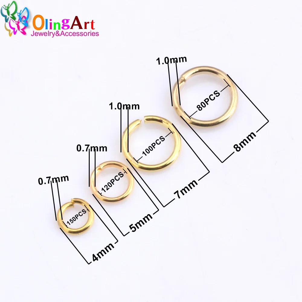 OlingArt Open Jump Ring 4mm/5mm/7mm/8mm link loop Gold DIY Jewelry making Bracelets/Necklaces/Earrings Connector