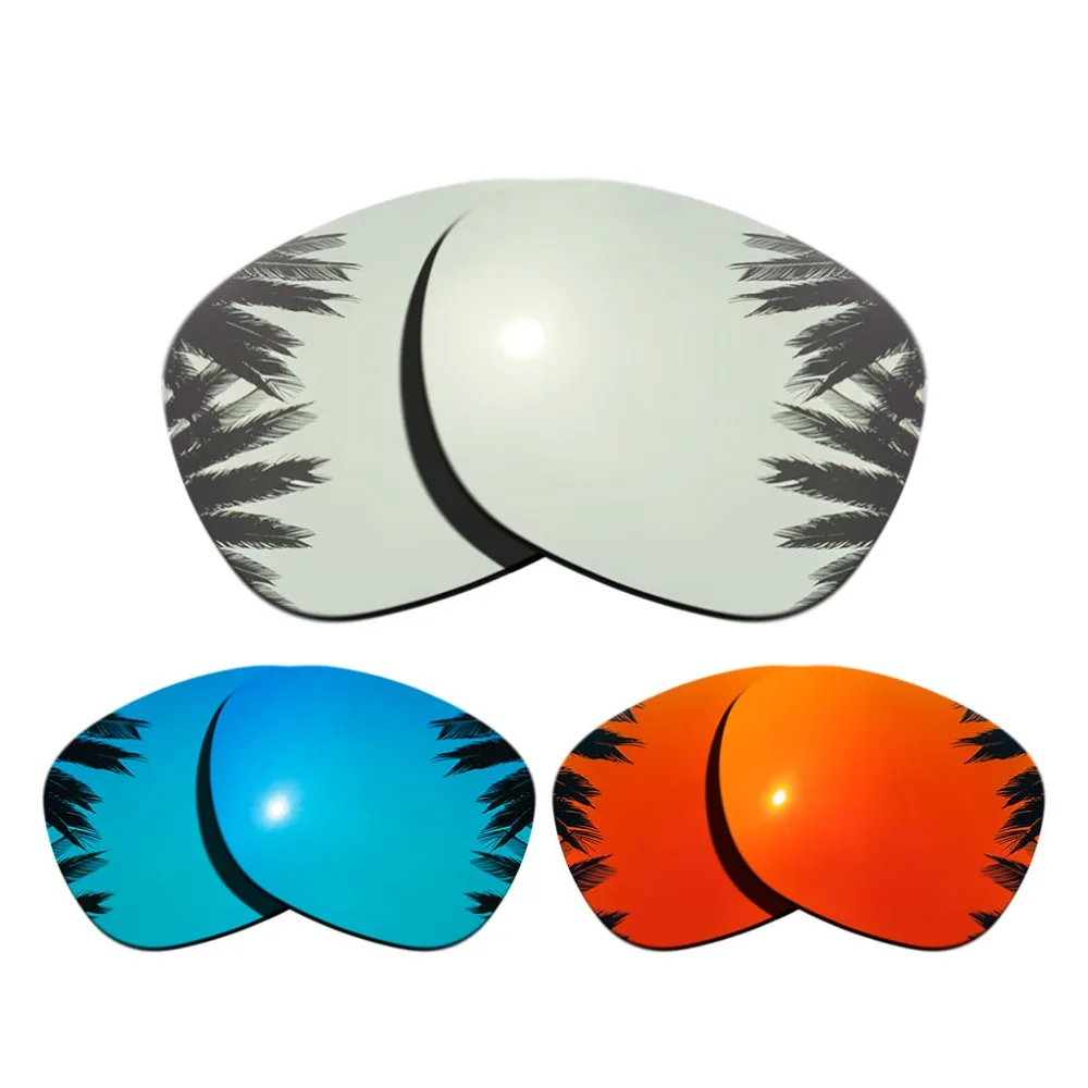 

(Ice Blue+Orange Red+Silver Mirrored Coating)3-Pairs Polarized Replacement Lenses for Garage Rock 100% UVA & UVB Protection