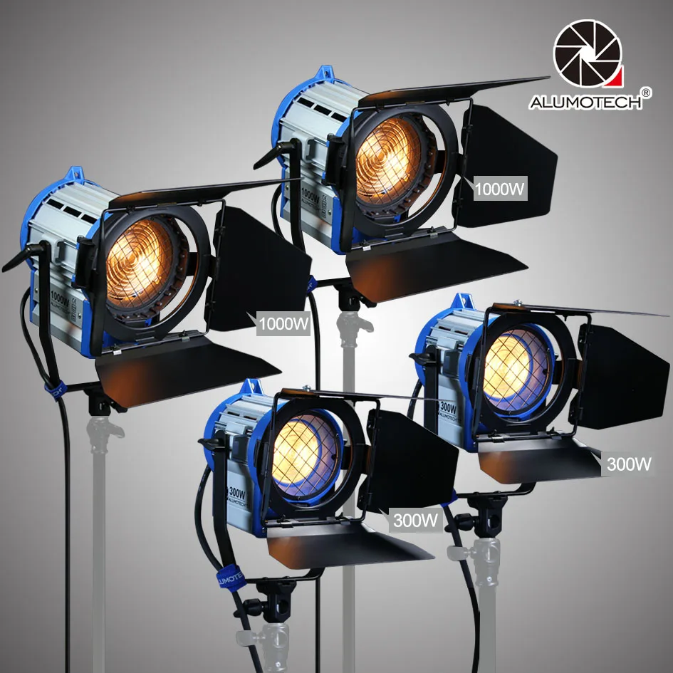 ALUMOTECH For Film Camera Video Dimmer Built-in 300wX2+1000WX2 Fresnel Tungsten Spot Light