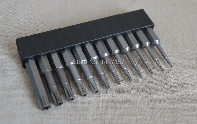 New 12pc/set S2 Torx security screwdriver bit kit T5 - T40 Bit tools Magnetic Screwdriver bit Air tools