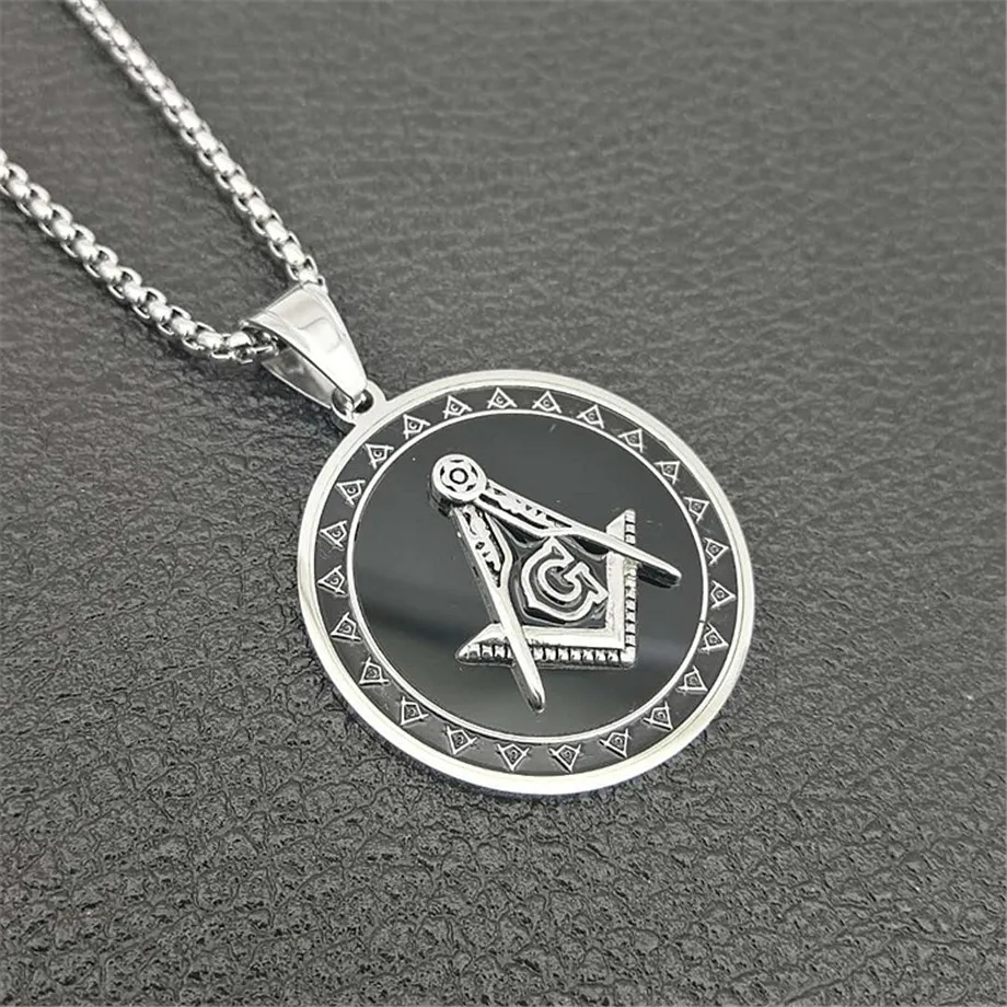 

2019 Men Hip Hop Free Mason Pendant Necklaces 316L Stainless Steel Fashion Vintage Masonic Necklace Male Hiphop Jewelry Gifts