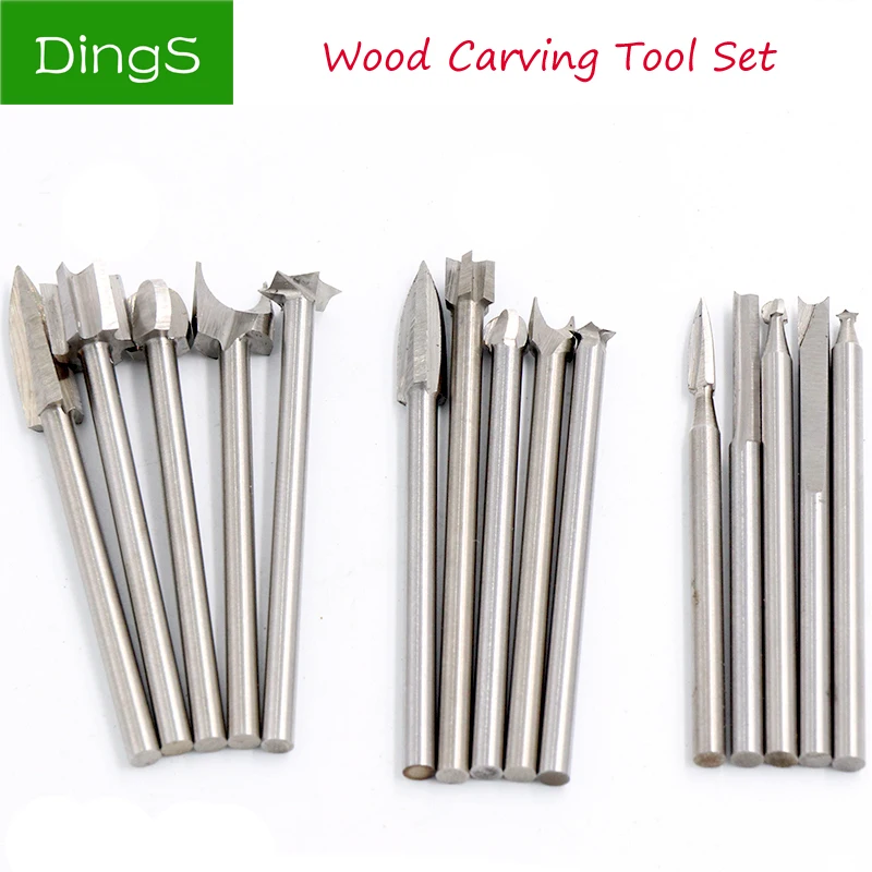 

5pcs HSS Wood Carving Woodworking Chisel Drilll Bits Set Grinding Head Electric Cleaning Sculpture Milling Cutter Rotary Tools