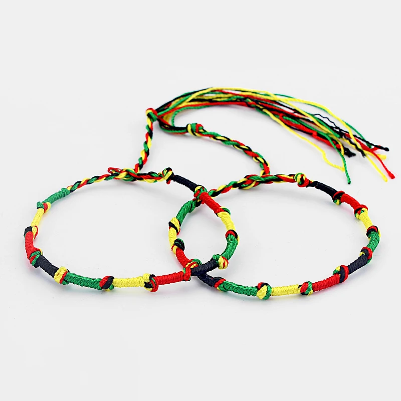 5pcs  Rasta Friendship Bracelet Wristband  Colorful Cotton Silk  Surfer Boho Bangle