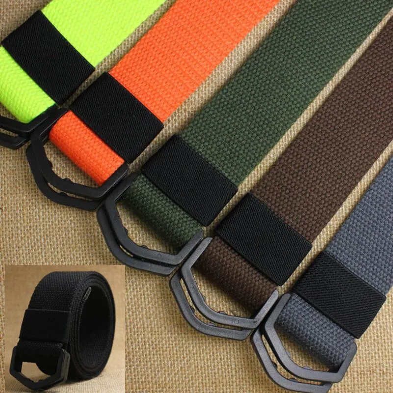 

Fashion Mens & Womens Canvas Belt D Plastic Buckl eanti allergy Belts Unisex Luxury Fabric Webbing Waistband Waist Belt