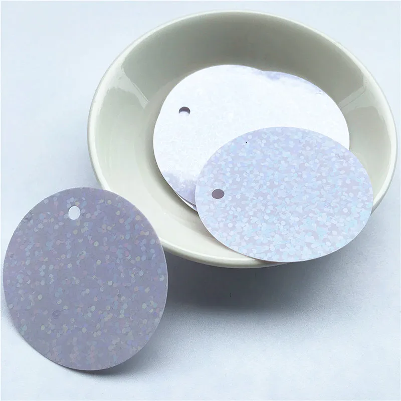 72/144 sztuk/partia 40mm laserowe białe duże cekiny z big hole(3mm), Dia 4cm pcv okrągłe cekiny do szycia craft kolczyk diy wisiorek