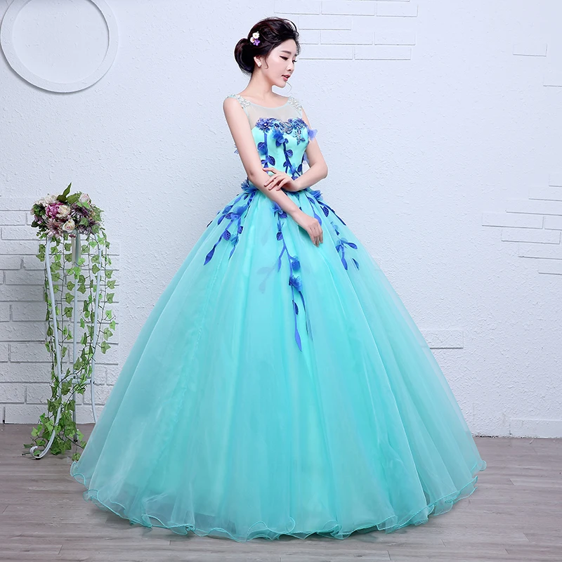 Y&M Novias Blue Quinceanera Dress  O Neck Party Dress Classic Ball Gown Robe De Ball Luxury Prom Dress Plus Size