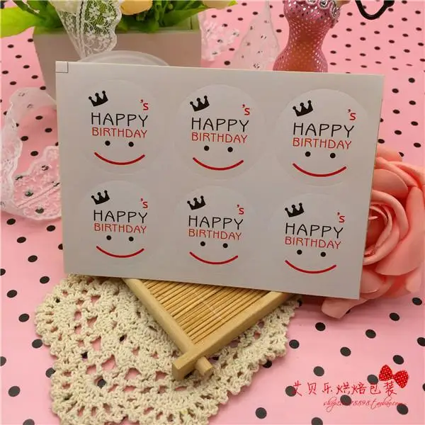 wholesale Diameter 3cm Smiling Face HAPPY BIRTHDAY Round Paper Seal Sticker Label For Birthday Party Gift Wrapping Stickers