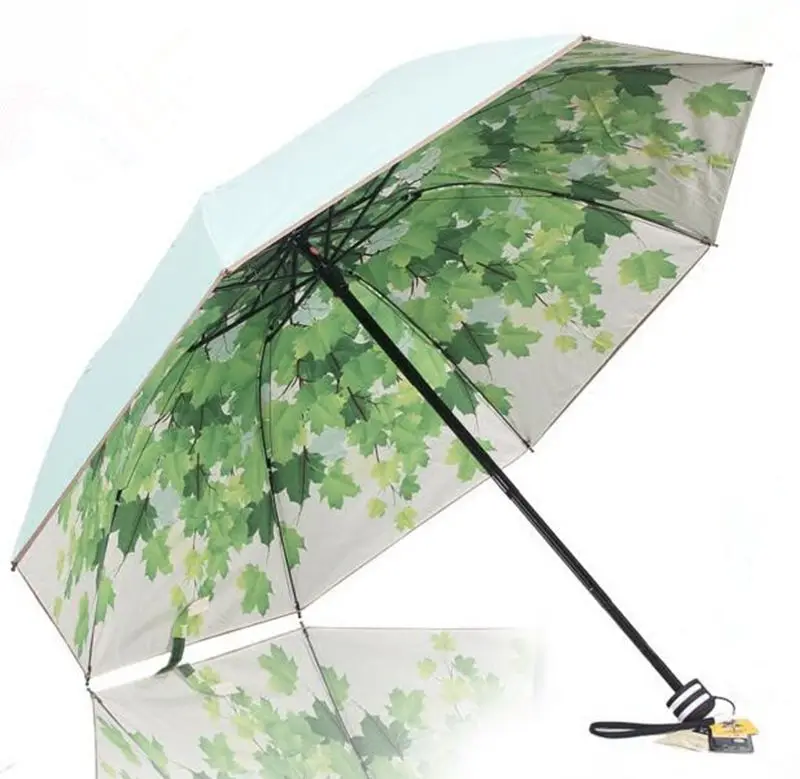 5 Colors High Quality Creative Maple Leaf  Fresh Folding Sun Rain Umbrella UV Parasol Outdoor Windproof Bumbershoot