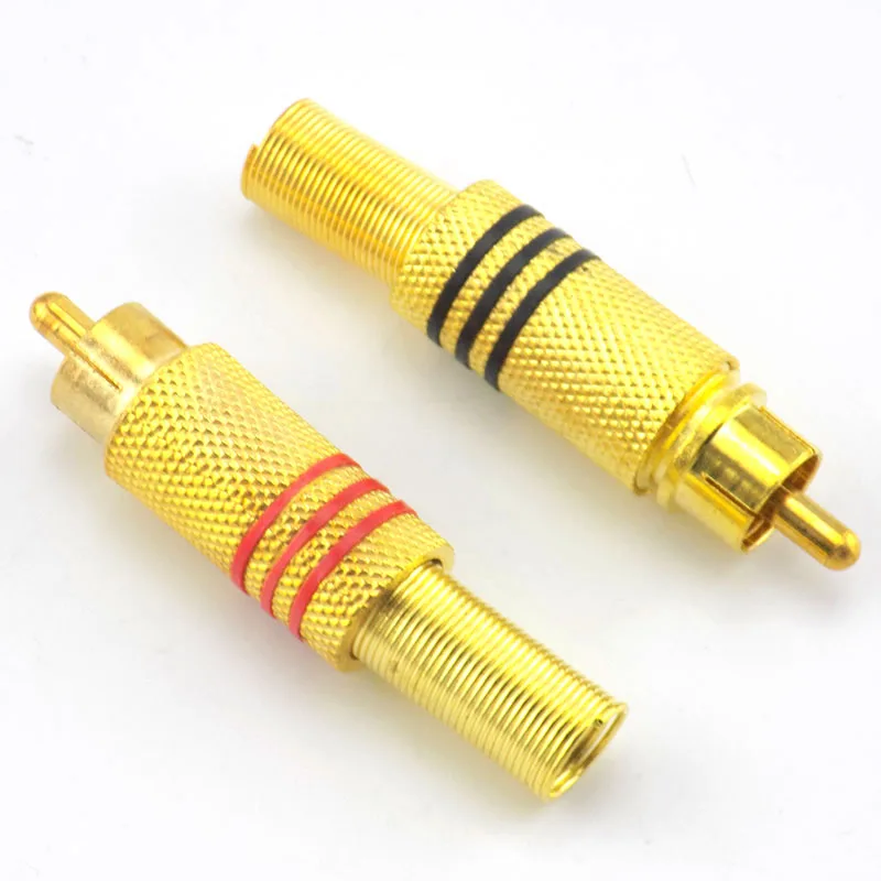 Conector macho RCA dorado para Cable de Audio, adaptador de enchufe para cámara de vídeo CCTV, 4 piezas, 10 piezas