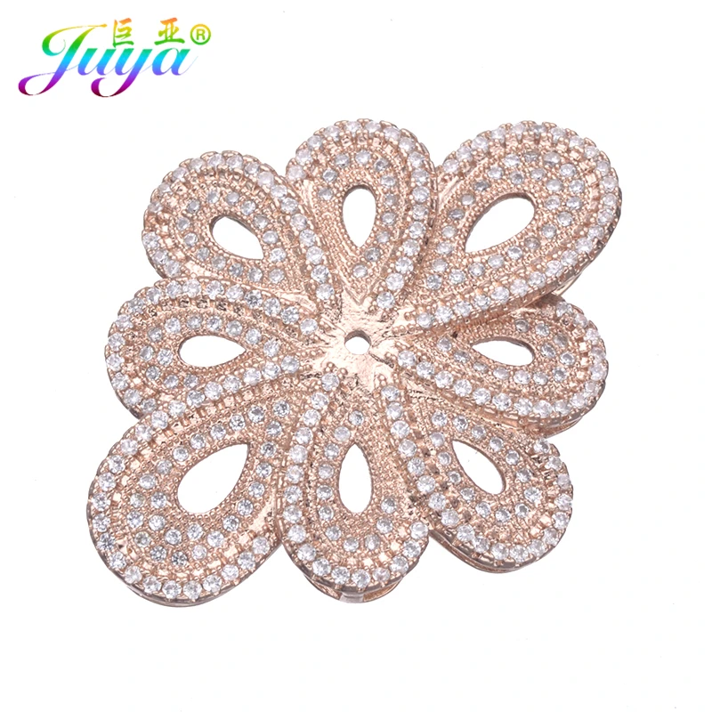 Micro Pave Zircon Flower Connect Pendants Jewelry Accessories For Women Natural Stones Pearls Necklace Jewelry Making