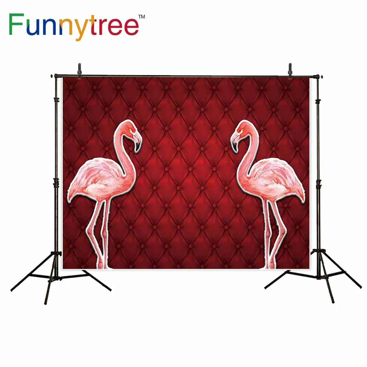 Funnytree background for photo studio Flamingos red tufted vintage soft photography backdrop photobooth photocall printed