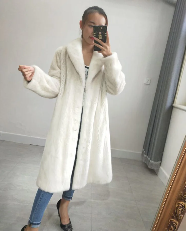 

Mink coat women's overalls 2019 new fashion long section mink fur coat silhouette suede