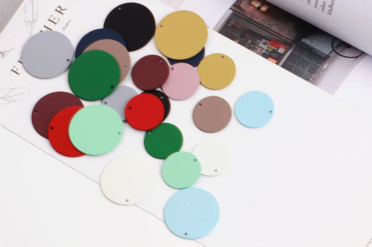 DIY Earrings Material Spray Matte Scrub Color Rubber Paint Large Round Pendant Ring Earrings Pendant((10pieces)