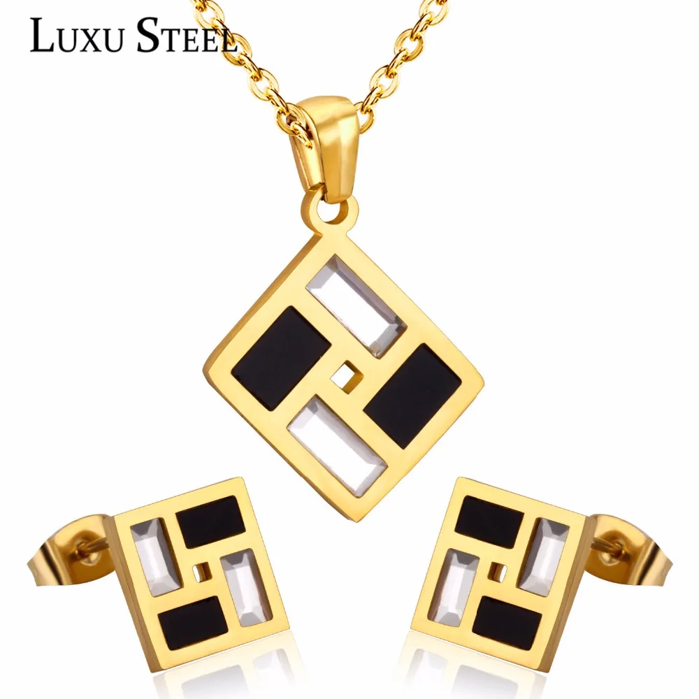 Luksusowy naszyjnik zestaw obudowa ze stali nierdzewnej naszyjnik naszyjnik kolczyki Brinco impreza kobiety Collier 2020 kołnierzyki Choker przyjaciel