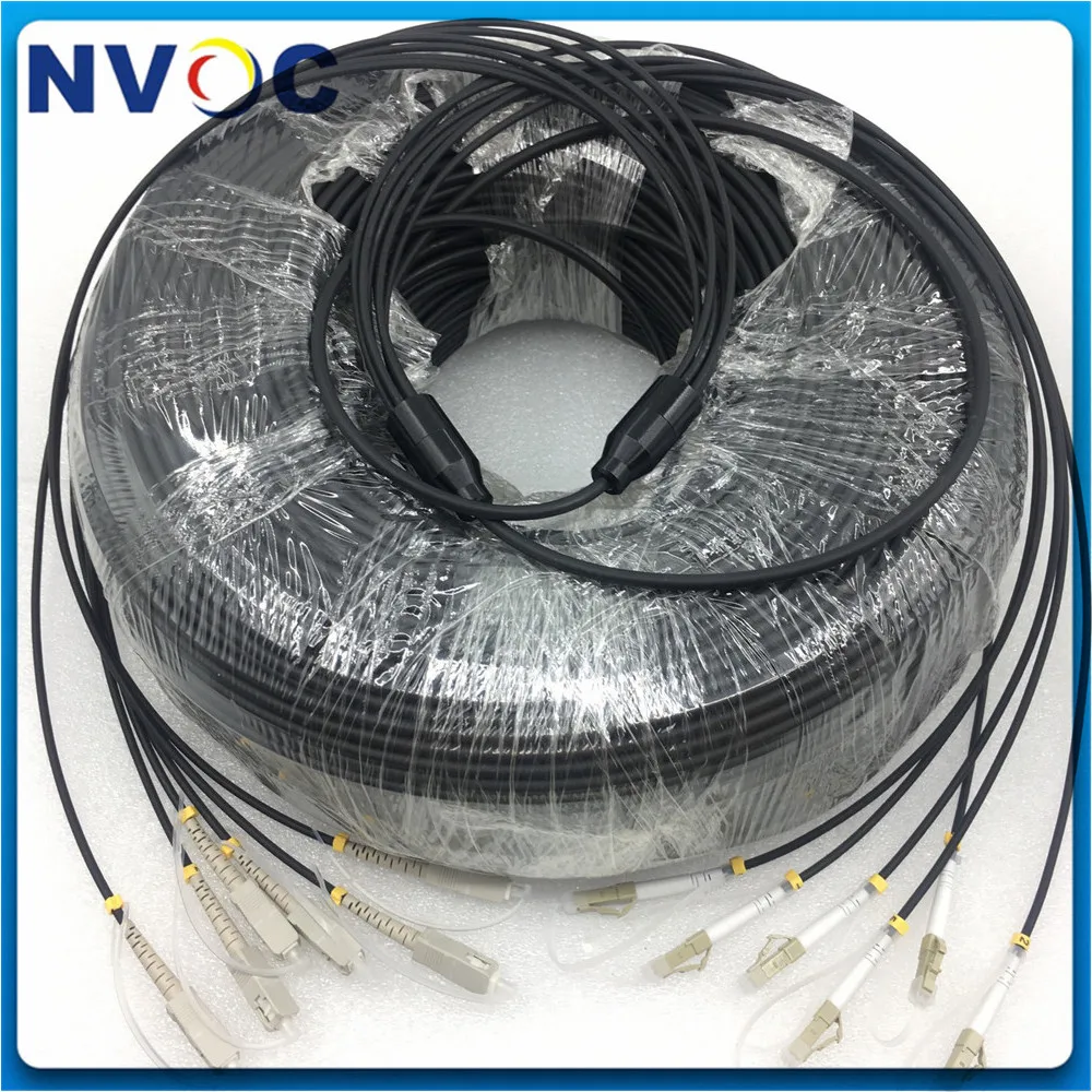 

4/6/8/12C SM OM1 OM2 OM3 OM4 Armored 8Fibers Fiber Optic Armoured Patch Jumper Cable 8Core 100M LC/SC/ST/FCUPC Patchcord