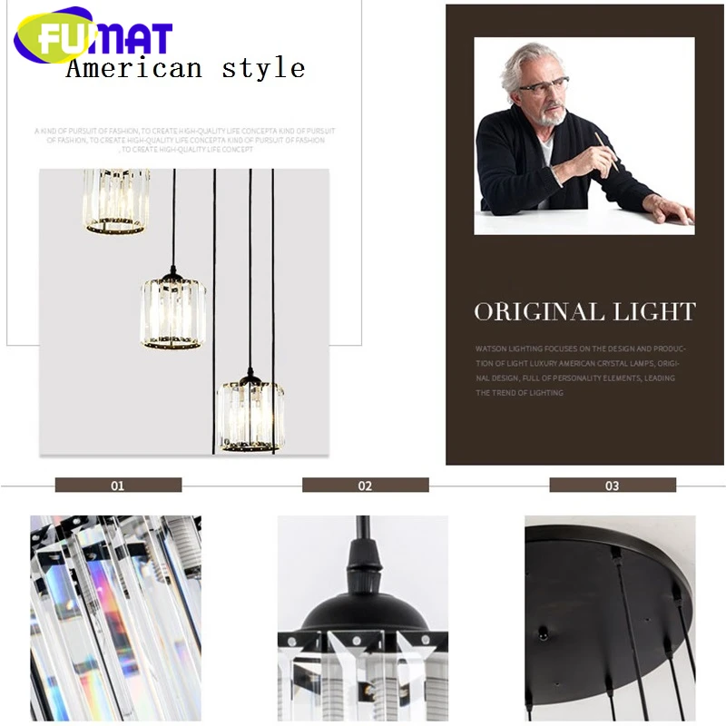 FUMAT Crystal K9 Stairs Rotation Ceiling Lamps Chandelier Lighting Hanging Lights LED Fixture American Modern Style Villa Stairs
