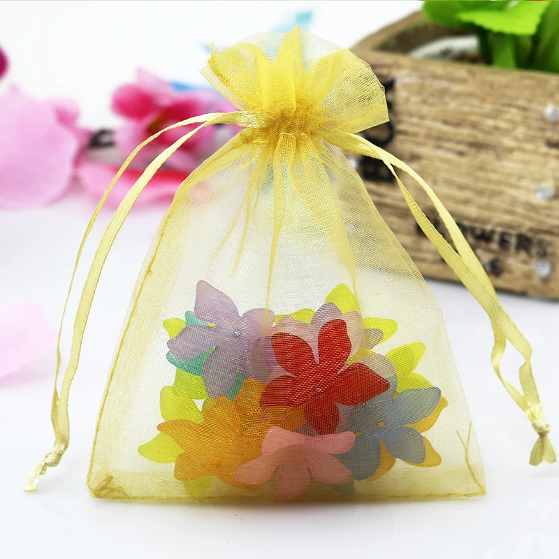 Hot Sale 50pcs/lot Gold Organza Bag 30x40cm Large Wedding Favor Boutqiue Jewelry Packaging Bag Organza Drawstring Gift Bags